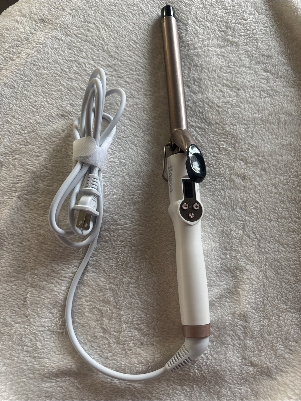 White and Rose Gold Curling Wand - Women Hair Tool